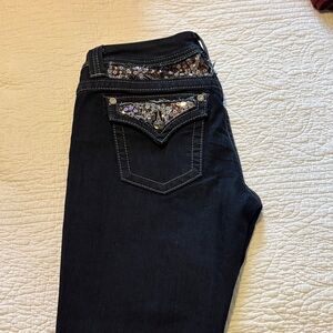 Miss Me Dark Blue Jeans with Sequin Accents 29/34